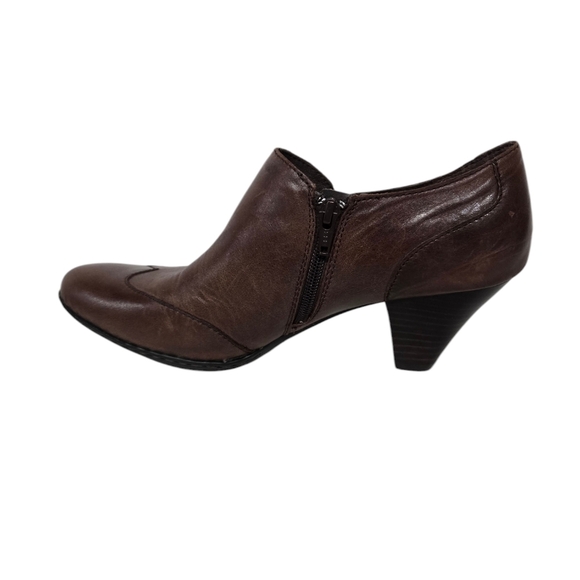 Born Brown Leather Ankle Booties 10 - Picture 3 of 6
